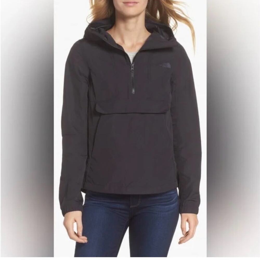 The North Face WindWall Anorak Stowaway Jacket Sz S Black Half Zip Pullover